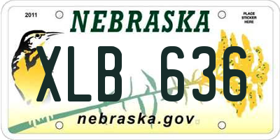 NE license plate XLB636