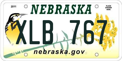 NE license plate XLB767