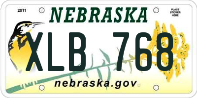 NE license plate XLB768