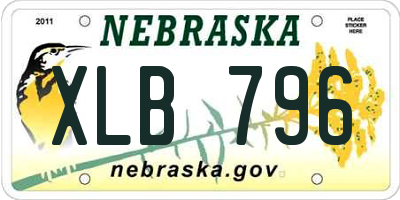 NE license plate XLB796