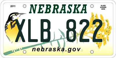 NE license plate XLB822
