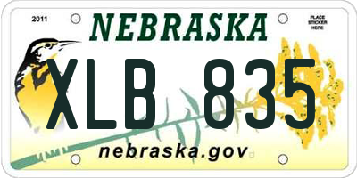 NE license plate XLB835
