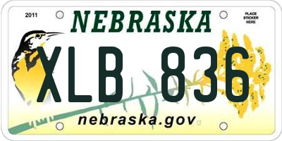 NE license plate XLB836