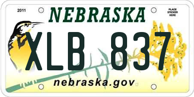 NE license plate XLB837