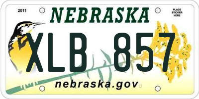 NE license plate XLB857