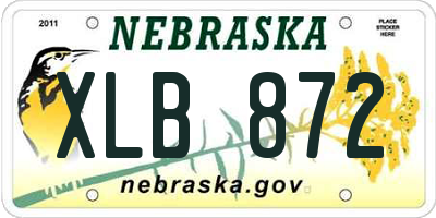 NE license plate XLB872