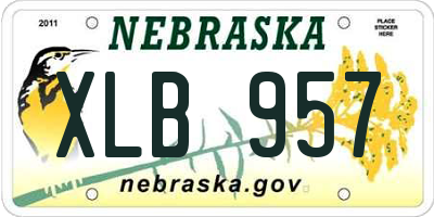 NE license plate XLB957