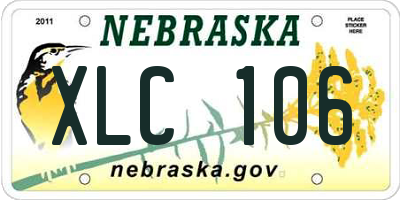 NE license plate XLC106