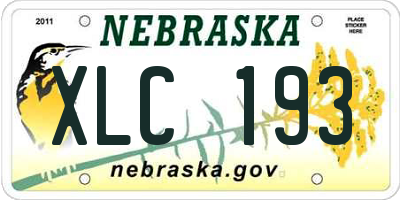 NE license plate XLC193