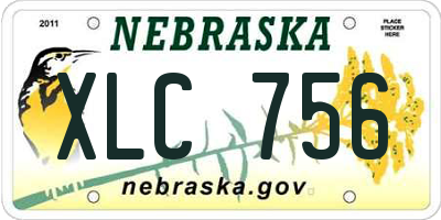 NE license plate XLC756