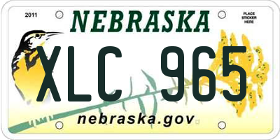 NE license plate XLC965