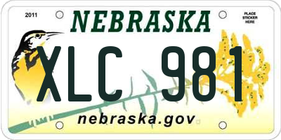 NE license plate XLC981