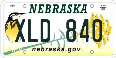 NE license plate XLD840