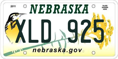 NE license plate XLD925