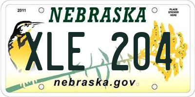 NE license plate XLE204