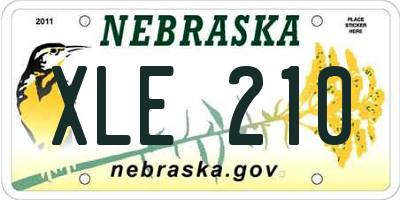 NE license plate XLE210