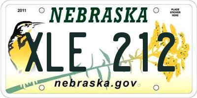 NE license plate XLE212