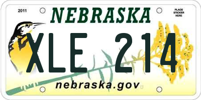 NE license plate XLE214