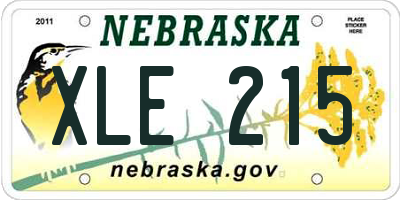 NE license plate XLE215