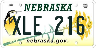 NE license plate XLE216