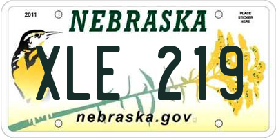NE license plate XLE219