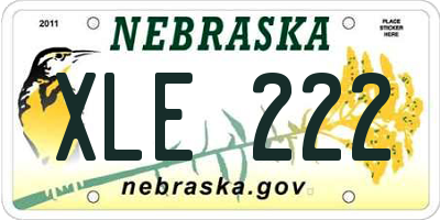 NE license plate XLE222