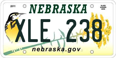 NE license plate XLE238