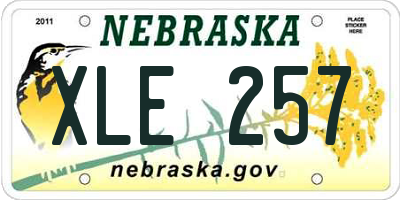 NE license plate XLE257
