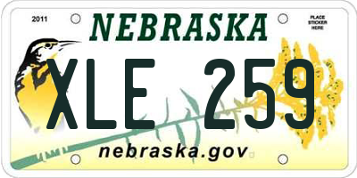 NE license plate XLE259