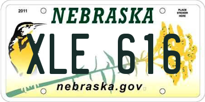 NE license plate XLE616