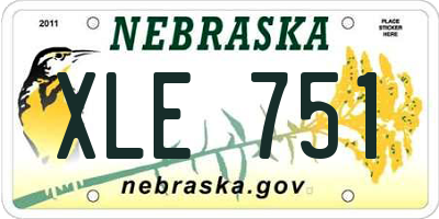 NE license plate XLE751