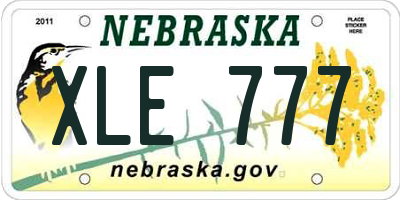 NE license plate XLE777