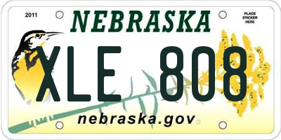 NE license plate XLE808