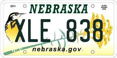 NE license plate XLE838