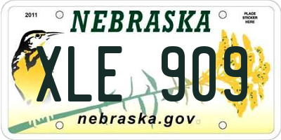 NE license plate XLE909