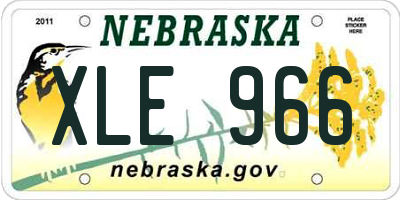 NE license plate XLE966