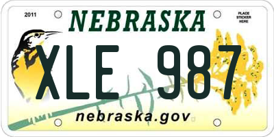 NE license plate XLE987
