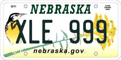 NE license plate XLE999