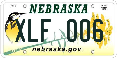 NE license plate XLF006