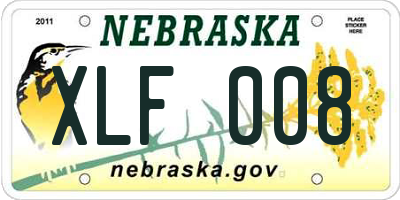NE license plate XLF008