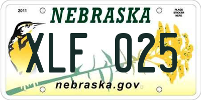 NE license plate XLF025