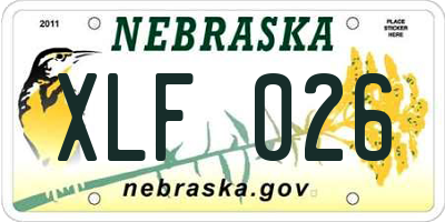 NE license plate XLF026