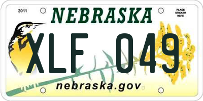 NE license plate XLF049