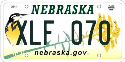 NE license plate XLF070