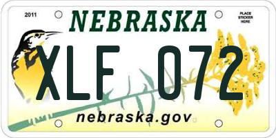 NE license plate XLF072