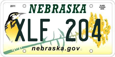 NE license plate XLF204