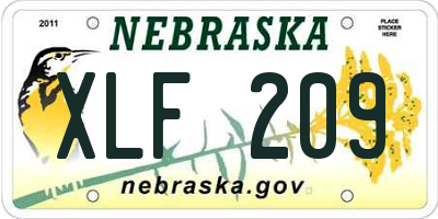 NE license plate XLF209