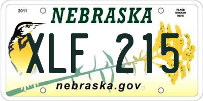 NE license plate XLF215