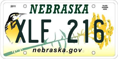 NE license plate XLF216