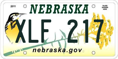 NE license plate XLF217